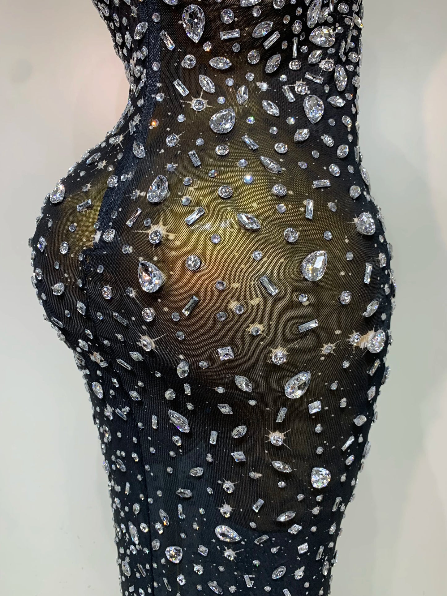 Zoey Rhinestone Mesh Maxi Dress