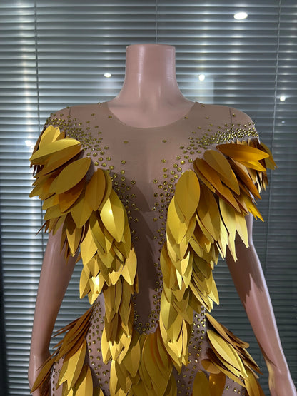Hot Leaf Sequins Mini Dress