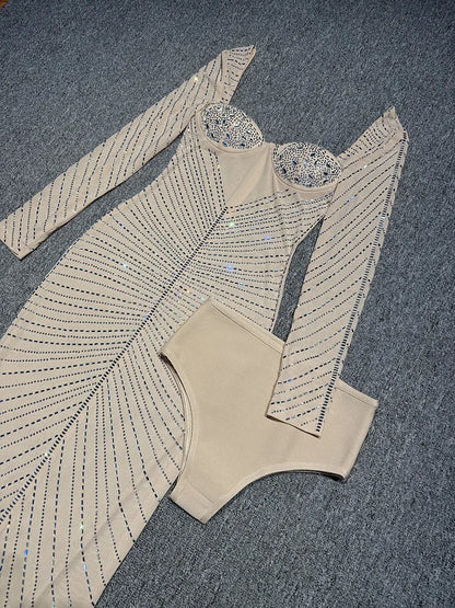 Laila Rhinestone Mesh Maxi Dress