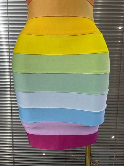 Rainbow Bandage Mini Dress