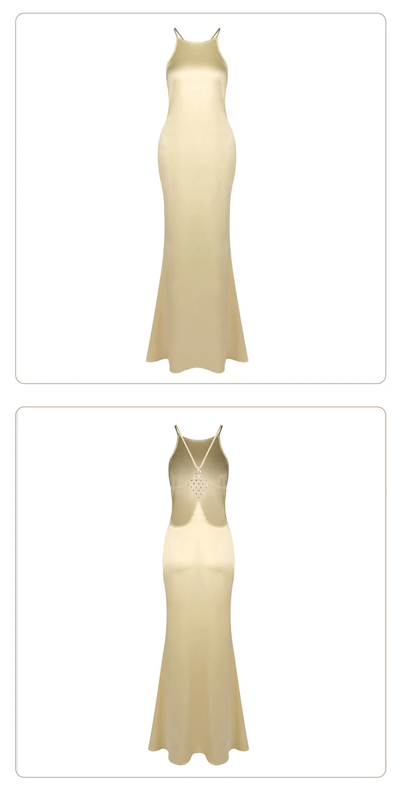 Backless Satin Maxi Dress