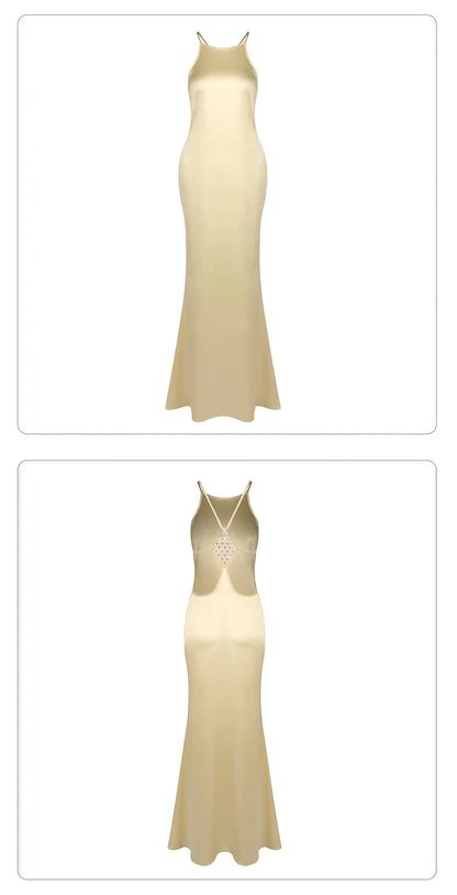 Backless Satin Maxi Dress
