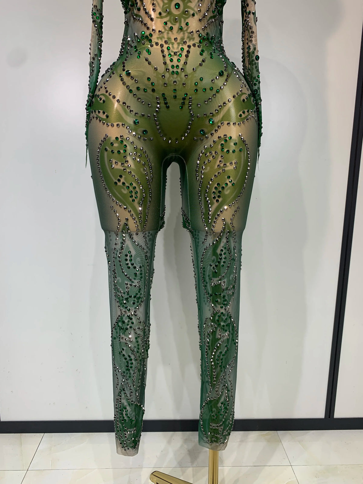 Alyza Rhinestone Mesh Jumpsuit