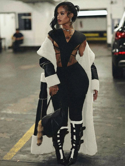 Faux Leather Trench Coat