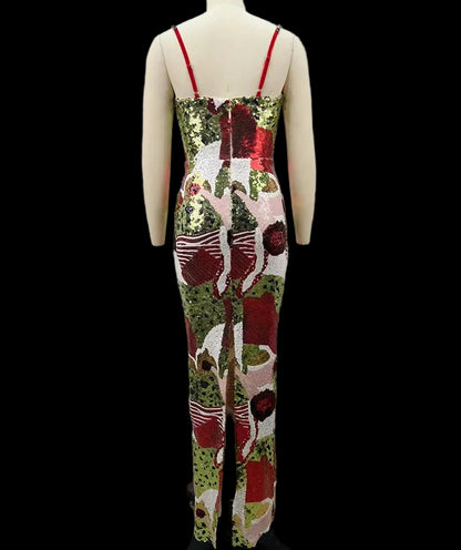 Kiandra Floral Rhinestone Maxi Dress