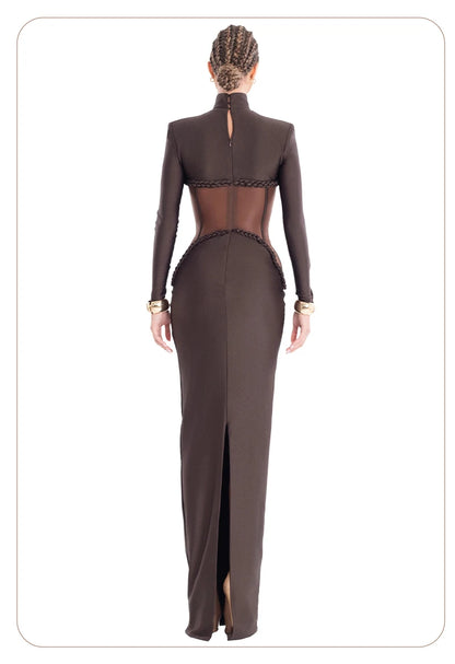Sophistica Sheer Mesh Corset Maxi Dress