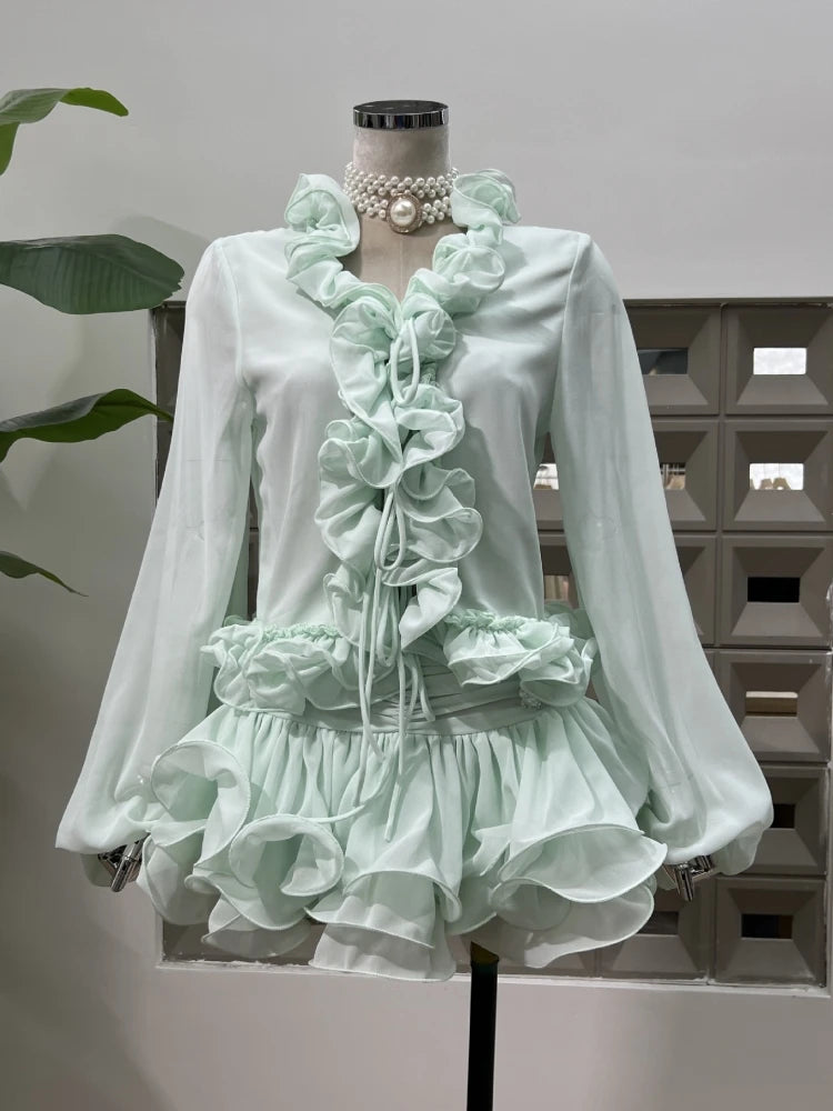 Abella Ruffles Mini Skirt Set