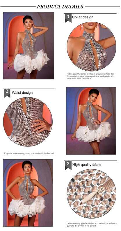 Silver Sequins Tulle Cocktail Dress