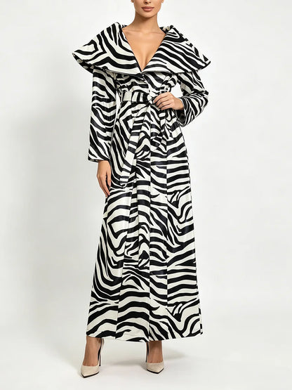 Chic Zebra Print Maxi Coat