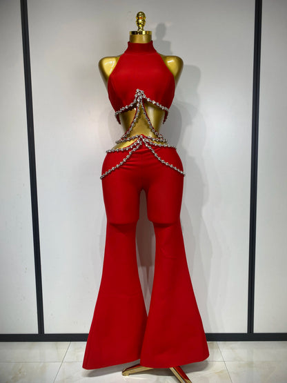 Anita Rhinestone Bandage Pants Set