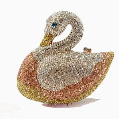 Swan Rhinestone Clutch Purse