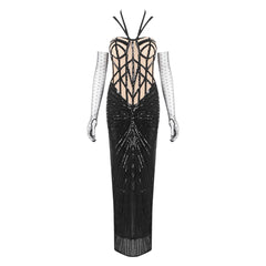 Black Sequin Embellished Mermaid Dress