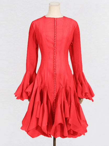 Lory Peated Flare Midi Dress