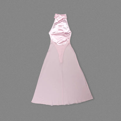 Pink Satin Chiffon Dress