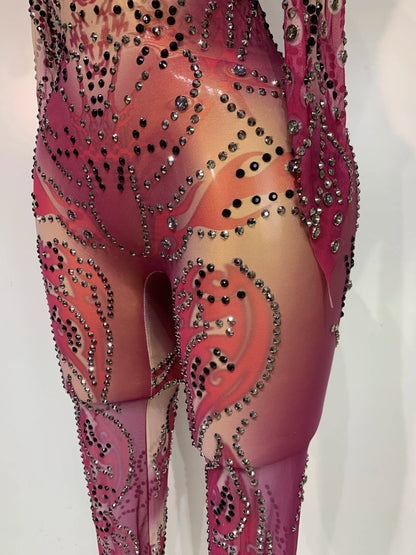 Alyza Rhinestone Mesh Jumpsuit