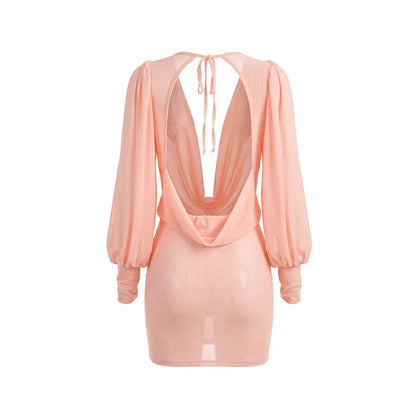 Cold Shoulder Sheer Mini Dress