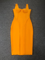 Vibrant Orange Bodycon Bandage Dress