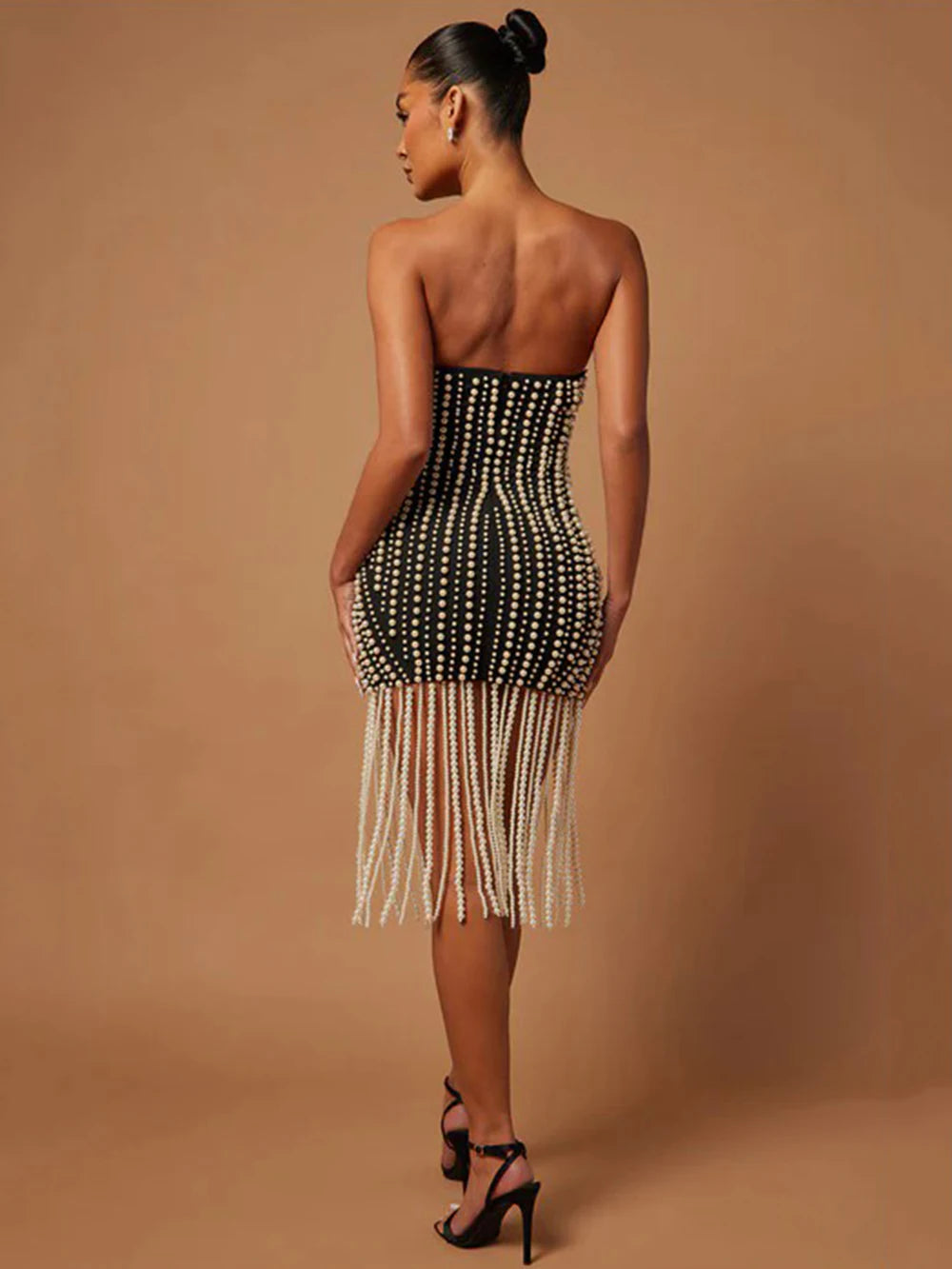 Pearl Tassel Bandage Mini Dress