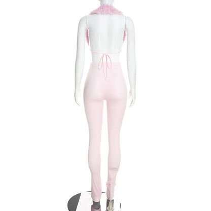 Fluffy Fur est Top Pants Set