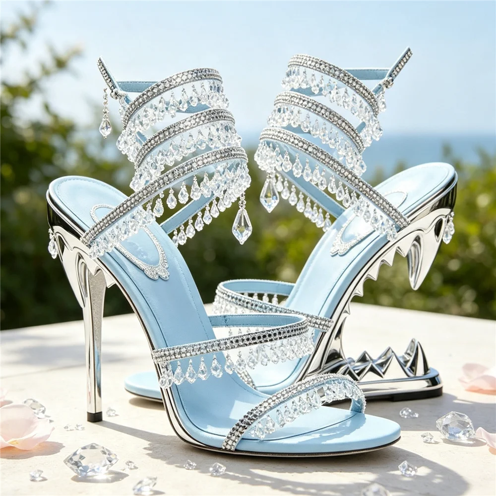 Nisha Rhinestone Wedge High Heels