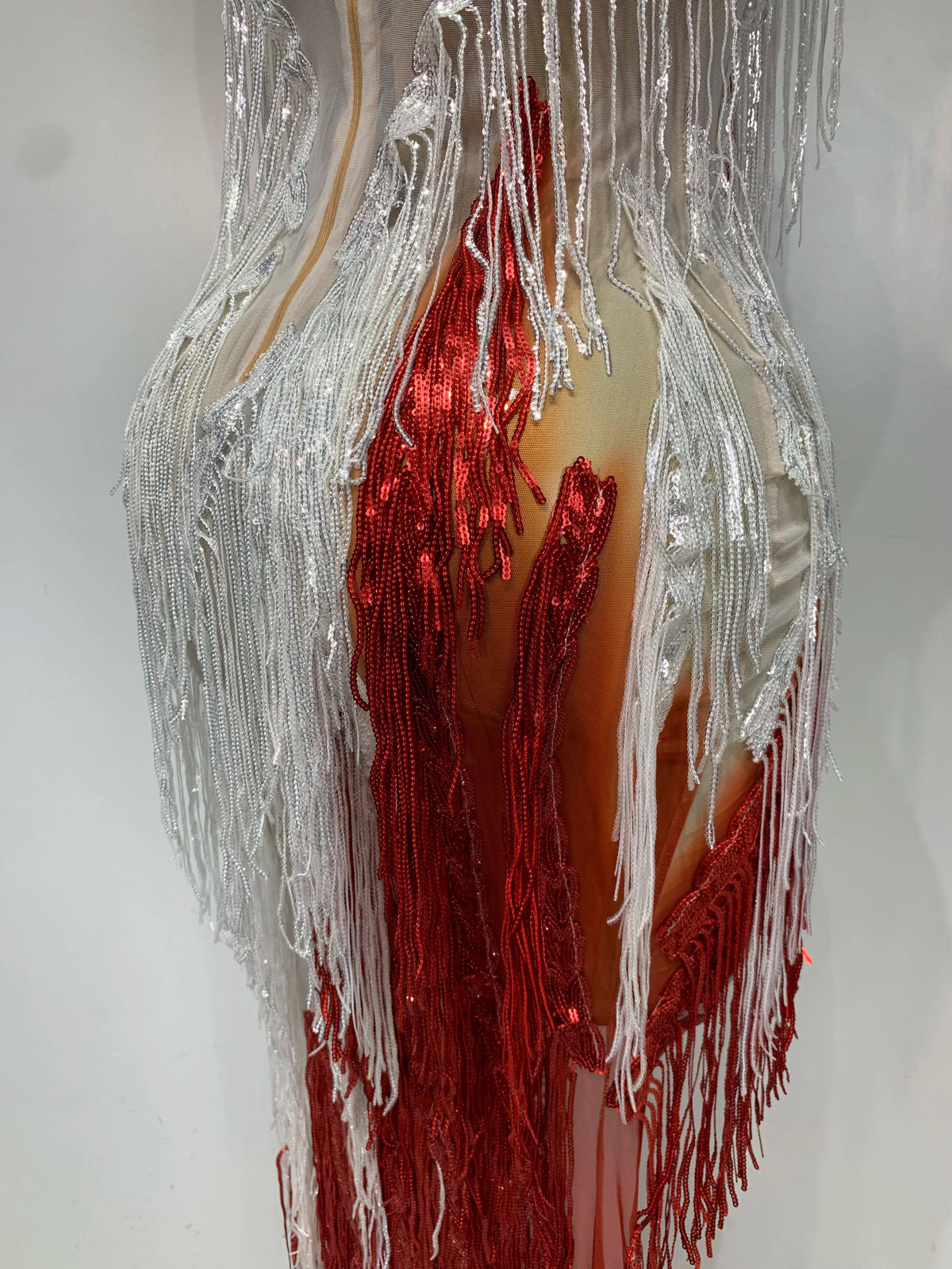 Gradient Tassel Pearl Maxi Dress