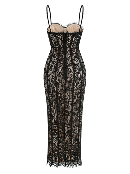 Floral Lace Bodycon Maxi Dress
