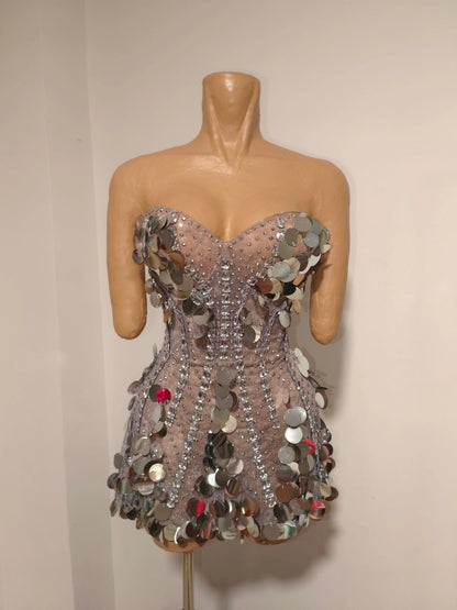 Esther Sequins Mesh Mini Dress