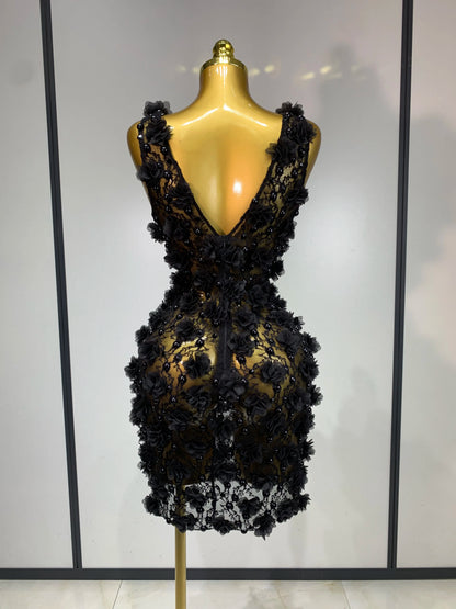 Bloom Pearls Lace Mini Dress
