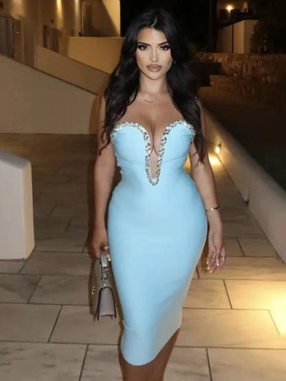 Sky Blue Bandage Midi Dress