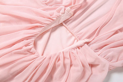 Klarissa Ruched Lantern Sleeve Maxi Dress