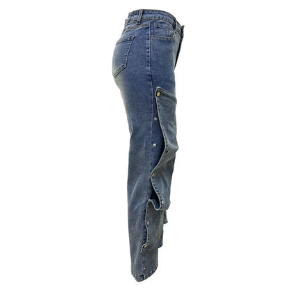 Detachable Buckle High Waist Jeans