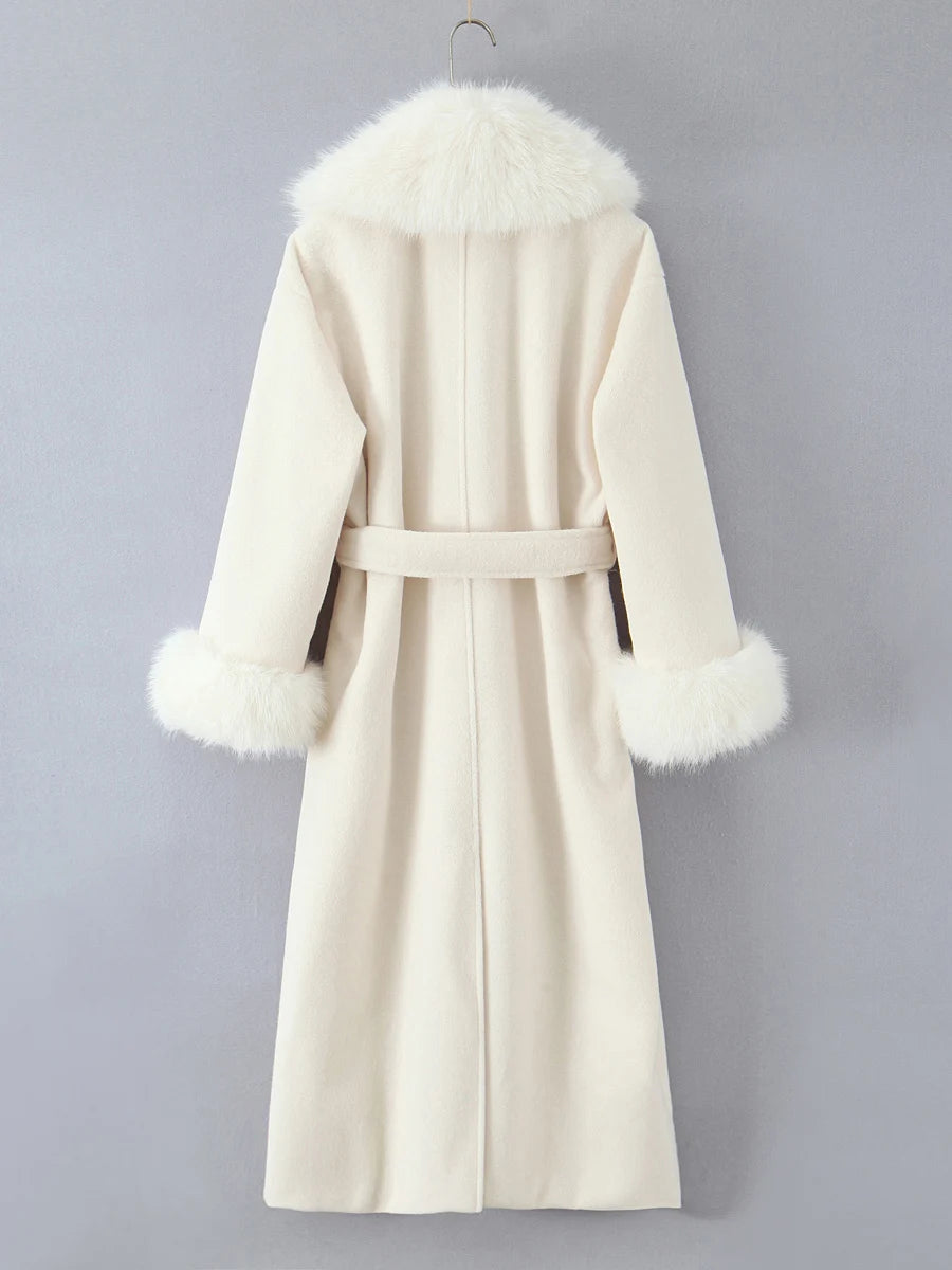 Fur Collar Elegant Trench Coat
