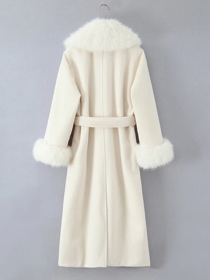Fur Collar Elegant Trench Coat