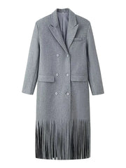 Wool Tassel Hem Coat