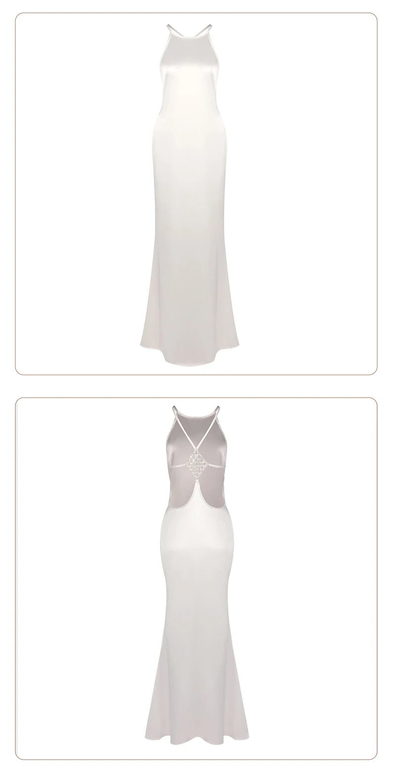 Backless Satin Maxi Dress