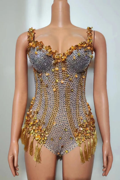 Miana Sequins Tassel Bodysuit