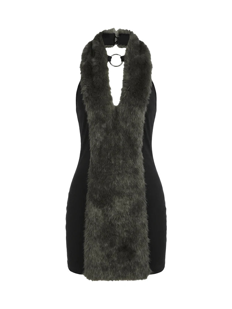 Plush Backless Mini Dress