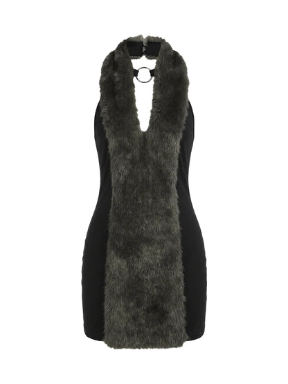 Plush Backless Mini Dress
