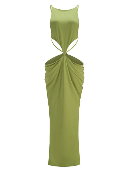 Green Cut-Out Maxi Dress