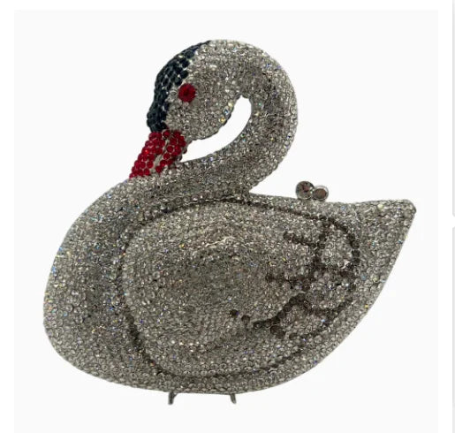 Swan Rhinestone Clutch Purse