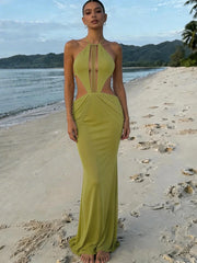 Beads Backless Maxi Dress