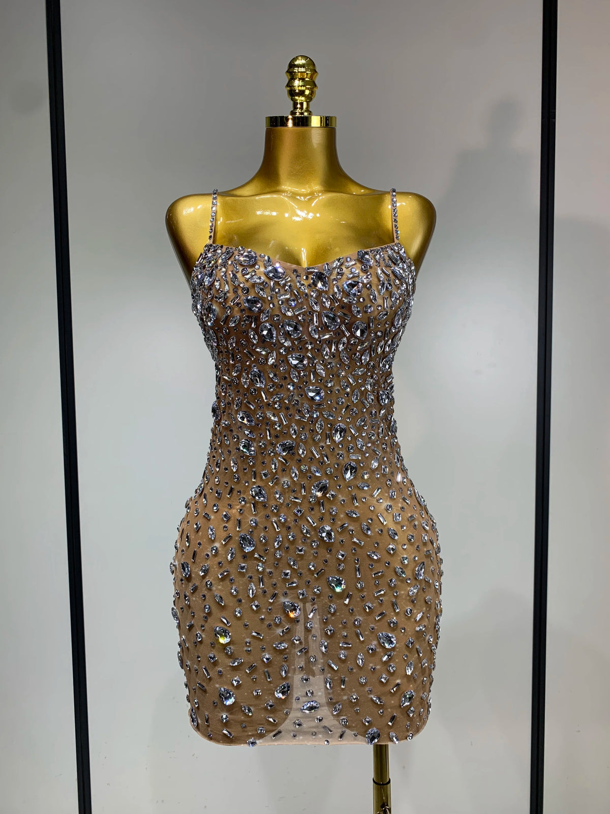 Zoey Rhinestone Mesh Mini Dress