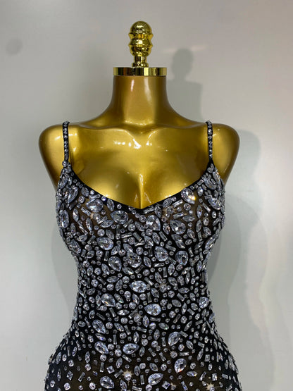 Zoey Rhinestone Mesh Mini Dress