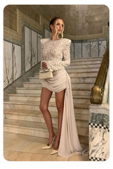 Opulent White Sequins Mini Dress