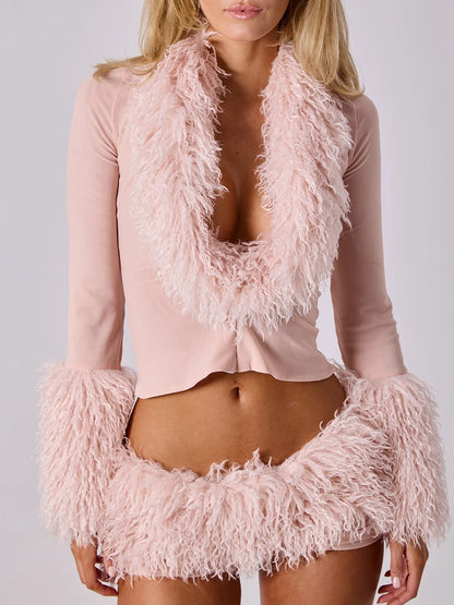 Taylor Fur Mini Skirt Set