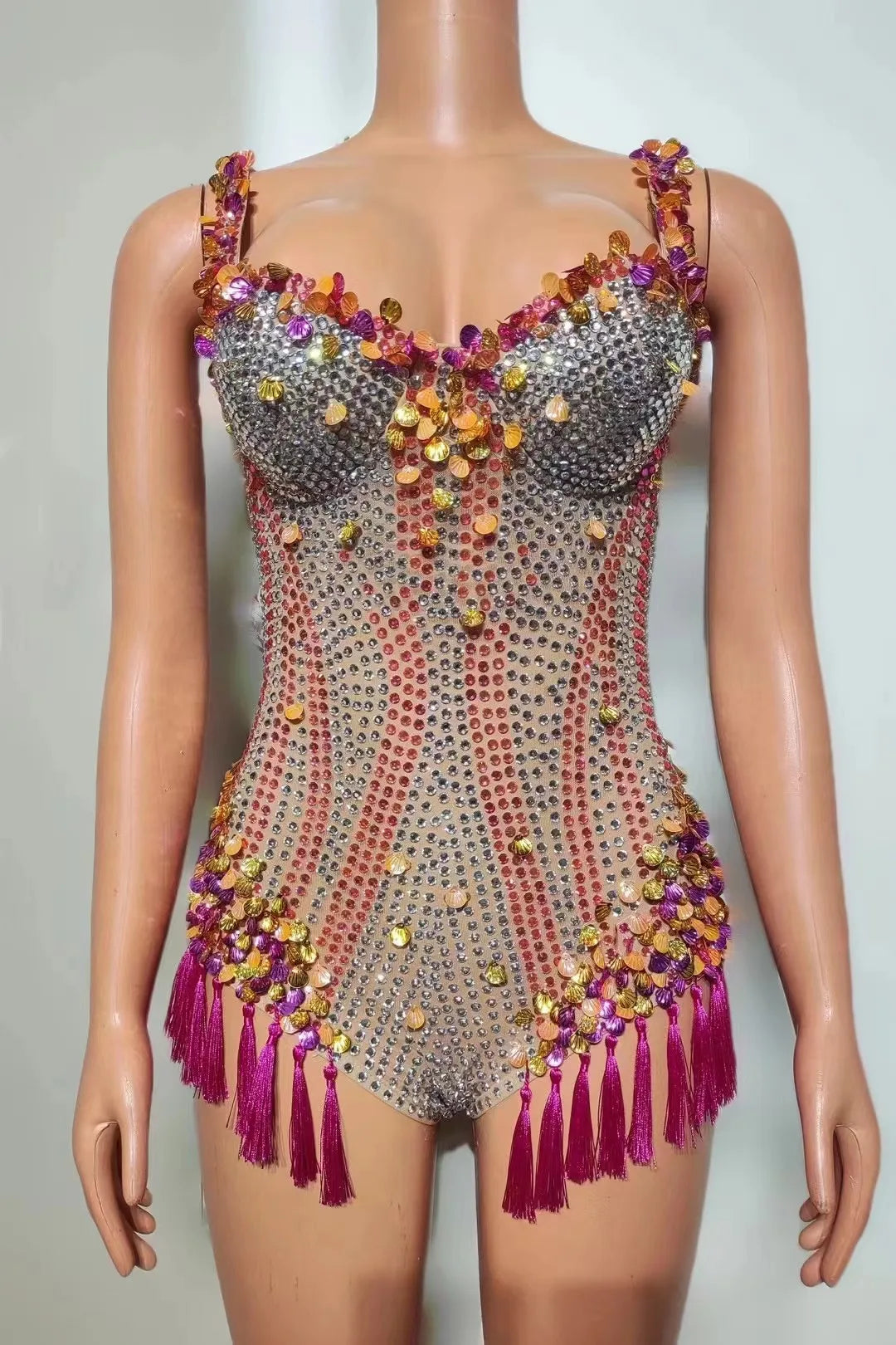 Miana Sequins Tassel Bodysuit