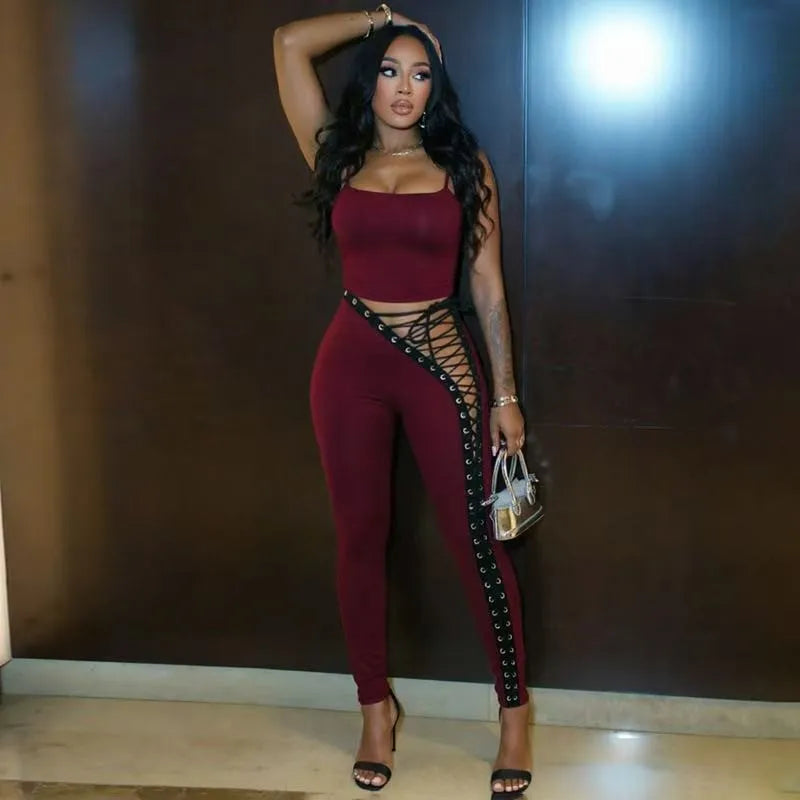 Lezli Lace Up Pants Set