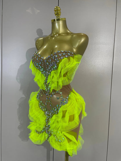 Pauline Mesh Ruffled Mini Dress