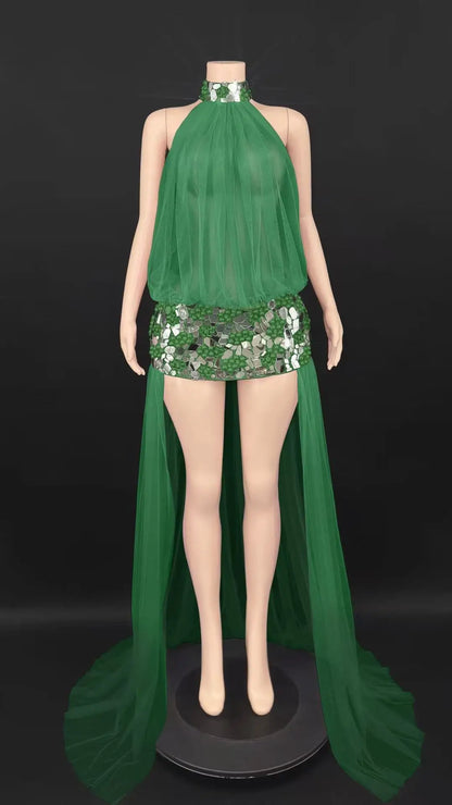 Meisha Sequin Train Dress