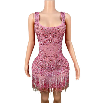 Jenna Rhinestone Tassel Mini Dress
